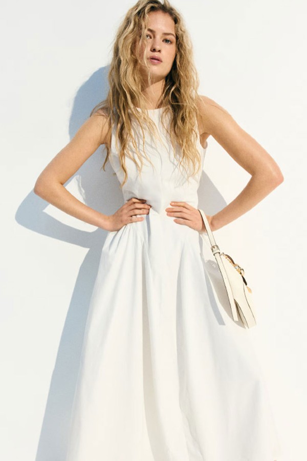 Open-Back Cotton Poplin Dress
