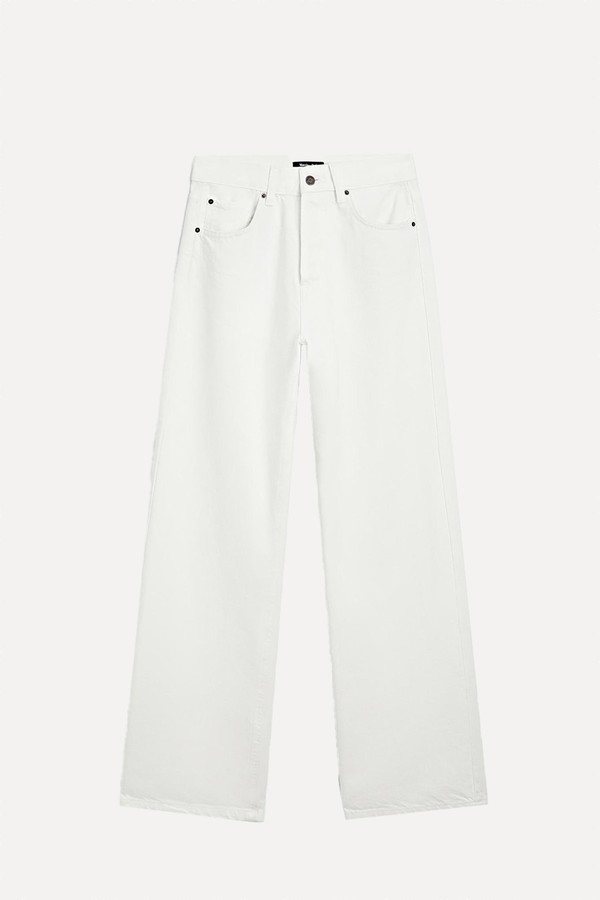 Cotton Blend High-Waist Straight-Leg Jeans