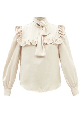 Ruffled-Yoke Crepe Pussybow Blouse from See By Chloé