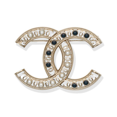 Blue And Silver CC Brooch from Chanel