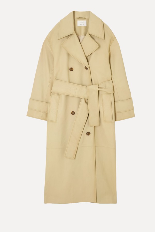 Longline Soft Leather Belted Trench Coat