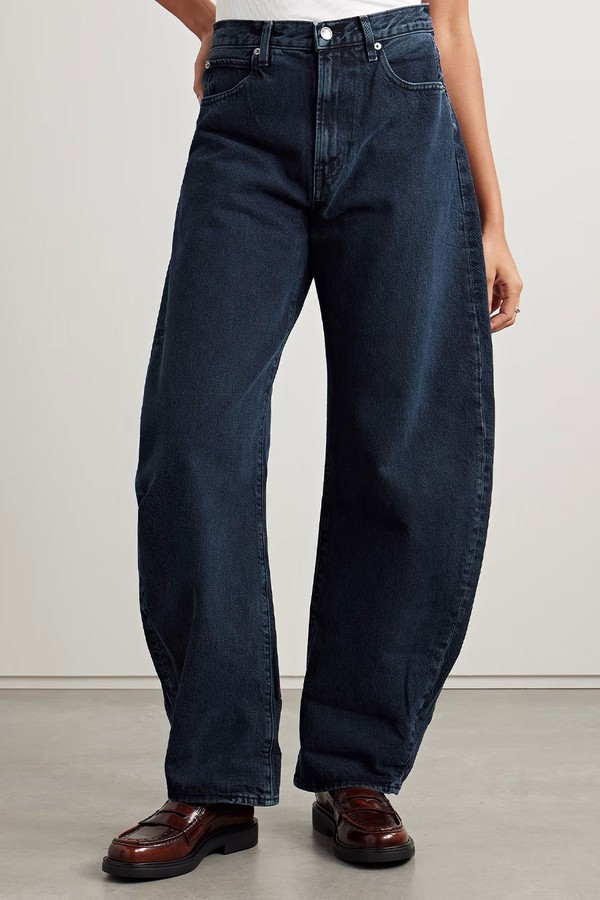 The Bubble High-Rise Barrel-Leg Jeans from Frame