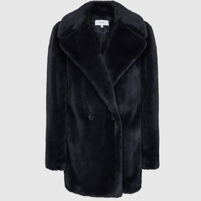 Navy Faux Fur Coat