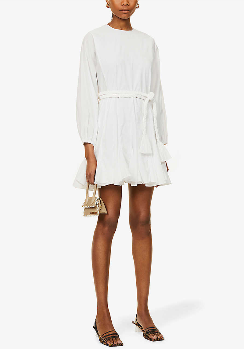 Ella Braided-Belt Cotton Mini Dress from Rhode