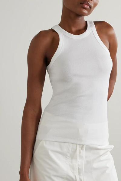 Curved Ribbed Stretch Organic Cotton-Jersey Tank from Toteme