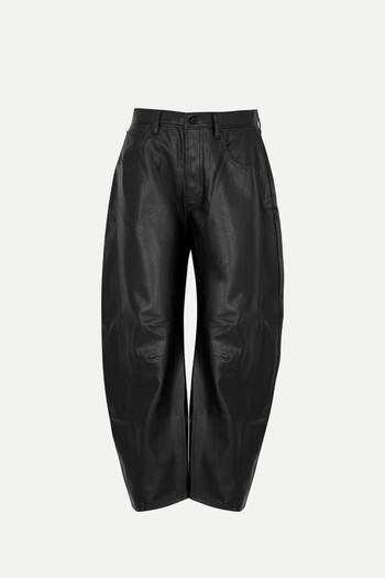 Lucky You Barrel Leg Faux Leather Trousers from Free People