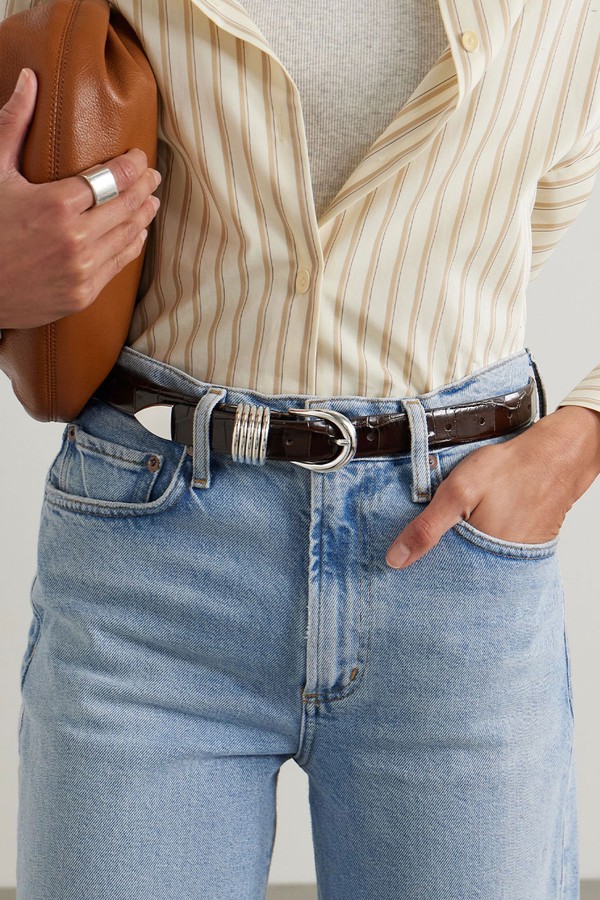 Hollyhock Croc-Effect Leather Belt from Déhanche