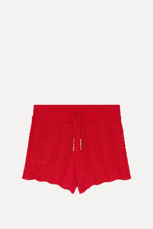 Cotton Pointelle Mini Shorts