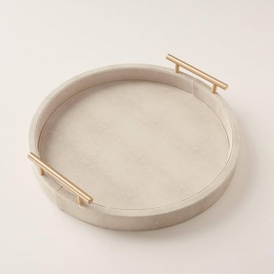 Luxe Medium Round Ivory Shagreen Tray from Truly