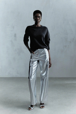 Wideleg Foil Trousers from Mango