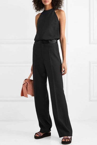 Chiffon-Trimmed Crepe Halterneck Top from Victoria, Victoria Beckham