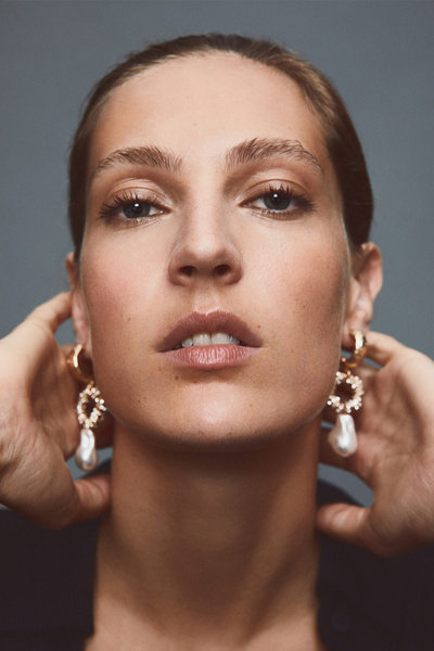 Pearl-Effect Crystal Earrings from Mango