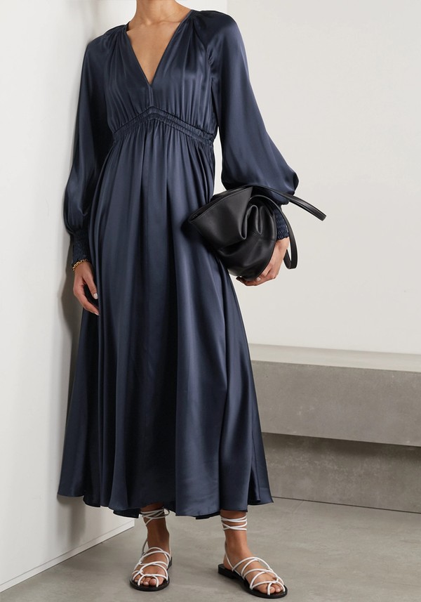 Gathered Silk-Charmeuse Dress from La Ligne