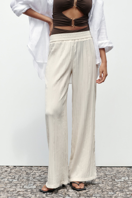 Creased Effect Palazzo Trousers