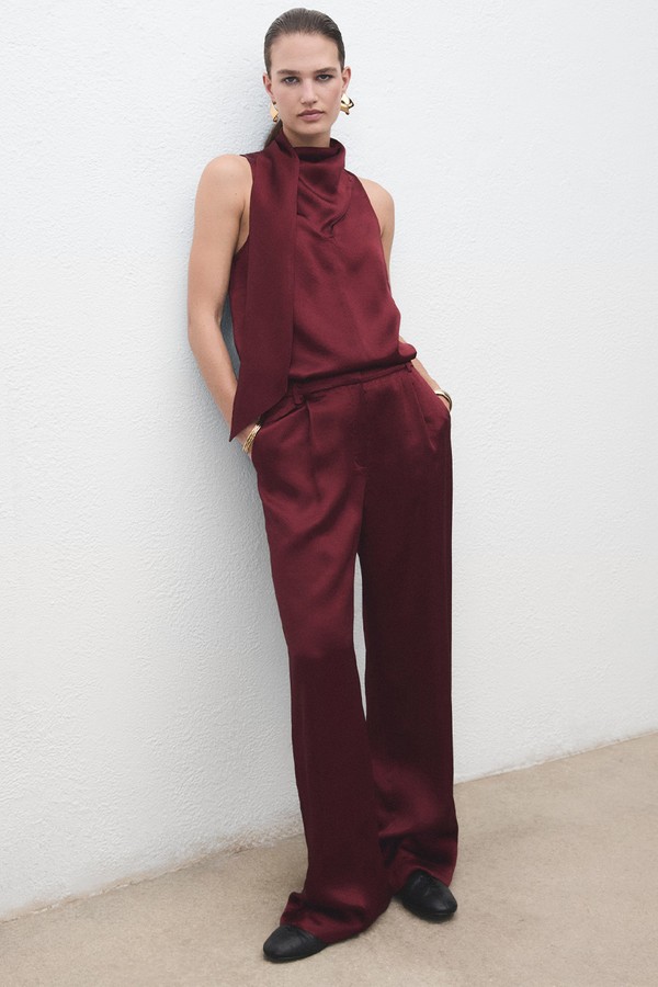 Satin Wide-Leg Trousers from Mango 