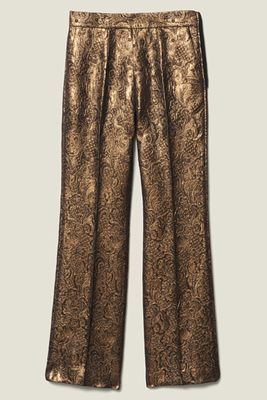 Metallic Floral-Embroidered Trousers from Sandro