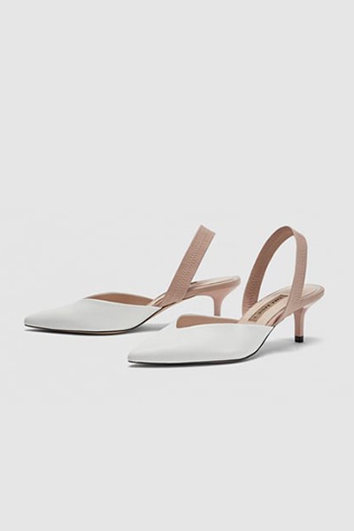 Slingback Court Shoes With Elastic Strap from Zara