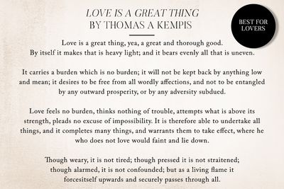 Love is a great thing by Thomas A Kempis