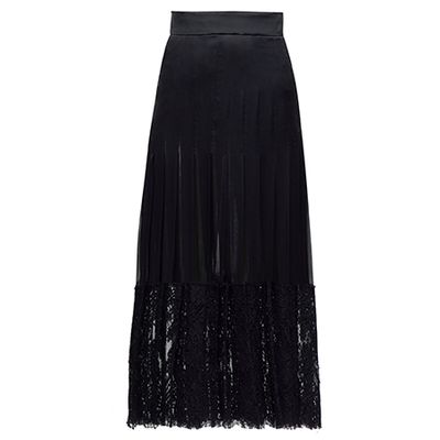 Lace-Trimmed Silk-Blend Midi Skirt from Dolce & Gabanna 