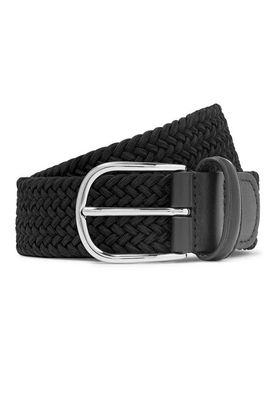 3.5cm Leather-Trimmed Woven Elastic Belt from Anderson's