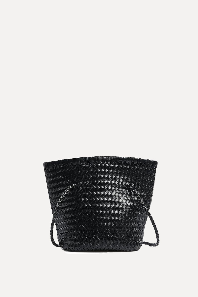Woven Leather Bucket Bag