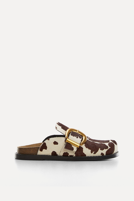 Animal Print Leather Clogs from Mango