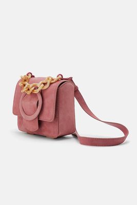 Mini Leather Crossbody Bag With Tortoiseshell Strap