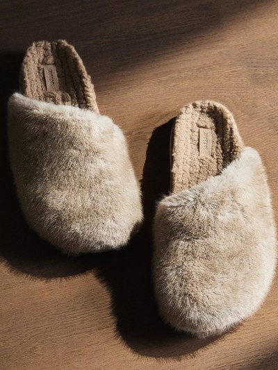 Asymmetric Faux Fur Clogs