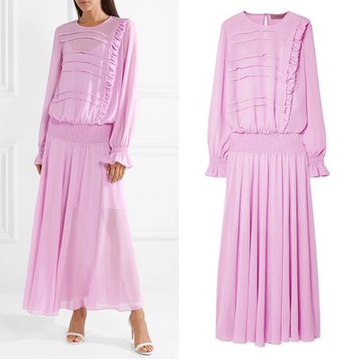 Salome Smocked Georgette Maxi Dress from Preen Line