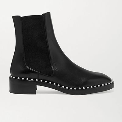 Cline Faux Pearl-Embellished Leather Chelsea Boots from Stuart Weitzman