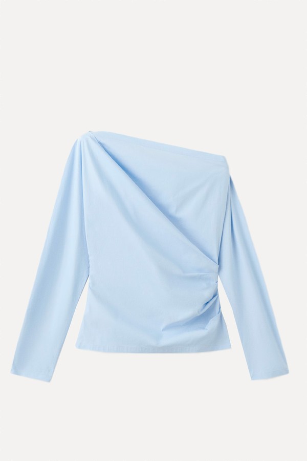 Cotton Blouse With Asymmetrical Collar from Mango