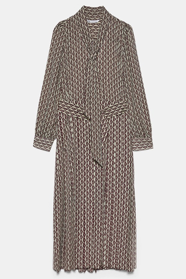 Printed Dress With Pleated Skirt from Zara