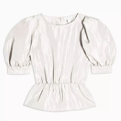 Ivory Short Sleeve Puff Taffeta Blouse from Topshop
