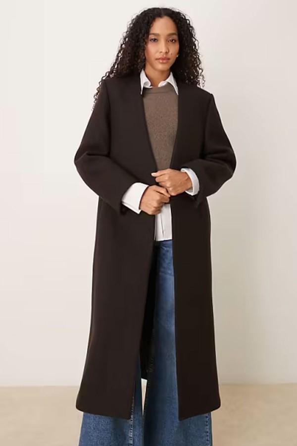Capsule Wool Mix Collarless Tailored Maxi Coat  from Mango