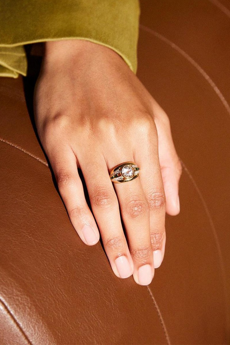 18ct Gold-Plated Vermeil Stone Bombe Ring from Laura Vann