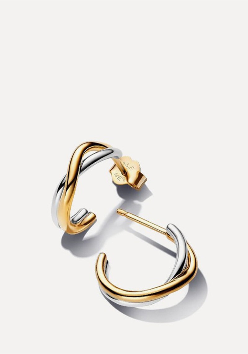 Organically Shaped Two-Tone Open Hoop Earrings*
