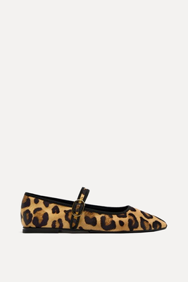 Ballet Flats With Animal Print from Zara