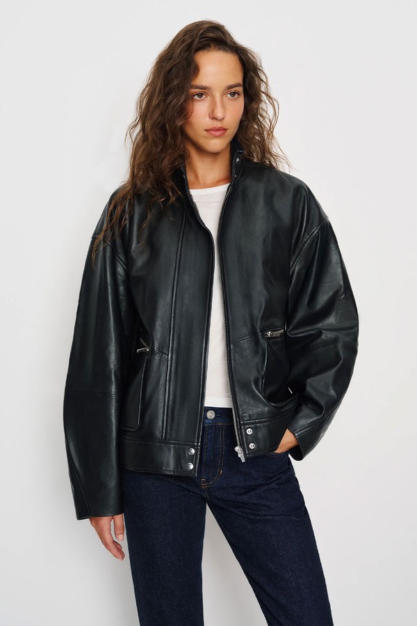 Veda Harrison Leather Oversized Bomber from Reformation