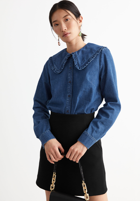 Ruffled Collar Cotton Denim Shirt from & Other Stories