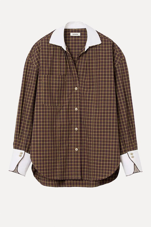 Checked Oversized Cotton Shirt from Sandro
