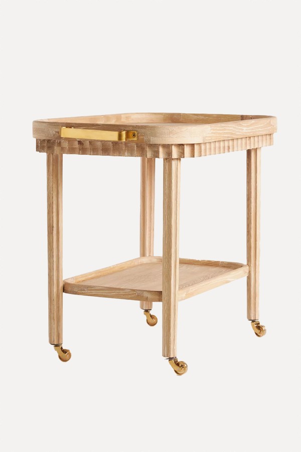 Norma Oak Bar Cart Drinks Trolley