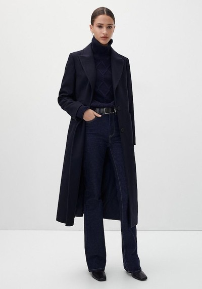 Navy Blue Smart Wool Coat