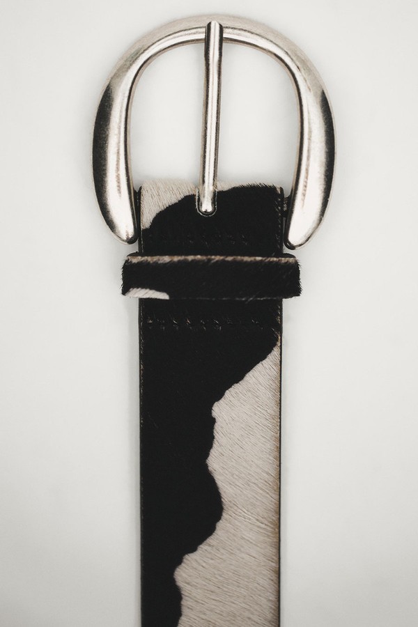 Animal Print Hair-On Leather Belt from Massimo Dutti