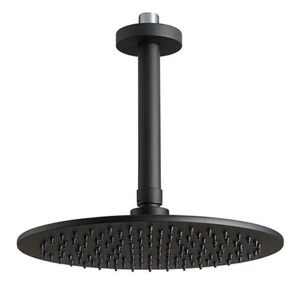 Noir Matt Black 300mm Shower Head & Ceiling Arm