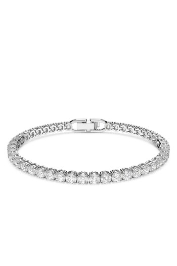 Tennis Deluxe Bracelet Round Cut, White, Rhodium Plated from Swarovski