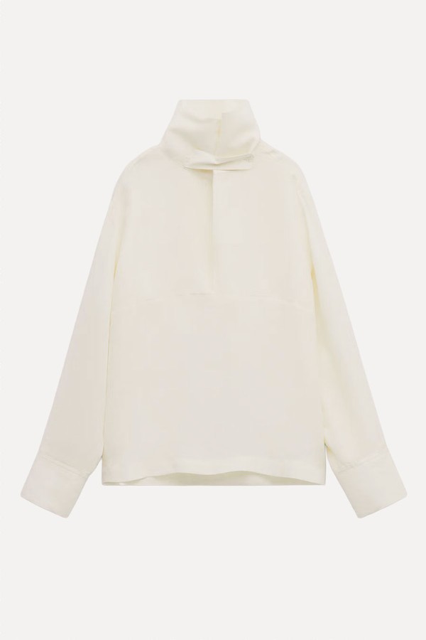  Lyocell Funnel Neck Shirt from Mango