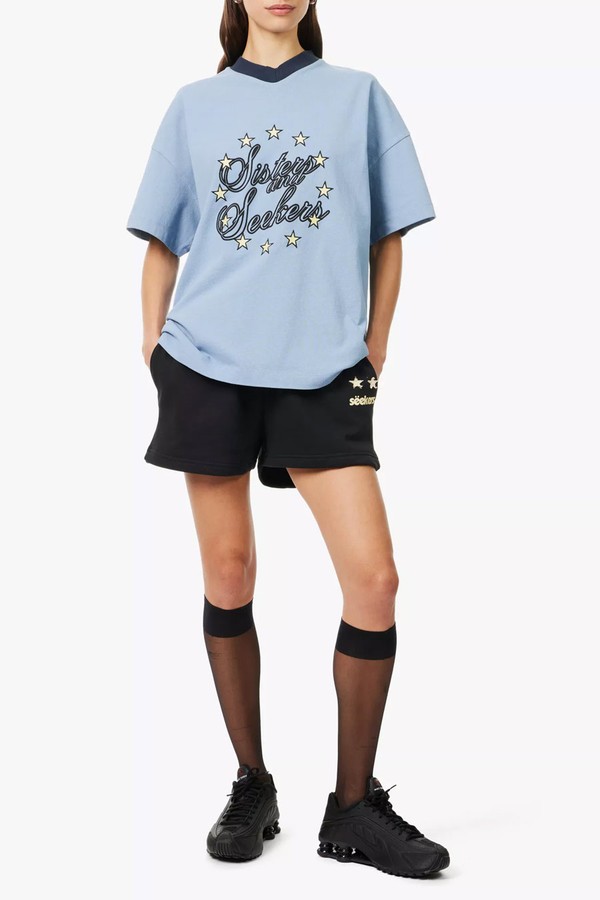 Eurostar Oversized Brand-Print Cotton-Jersey T-Shirt from Sisters & Seekers