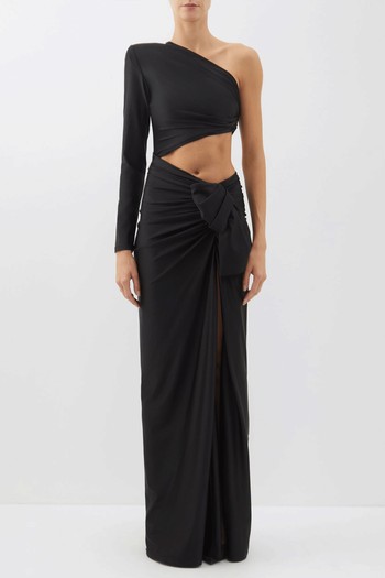 Asymmetric Cutout Jersey Gown from Saint Laurent