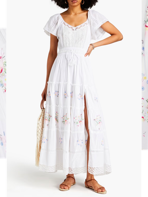 Charo Embroidered Cotton-Gauze Maxi Dress, £299 (was £497) | LoveshackFancy