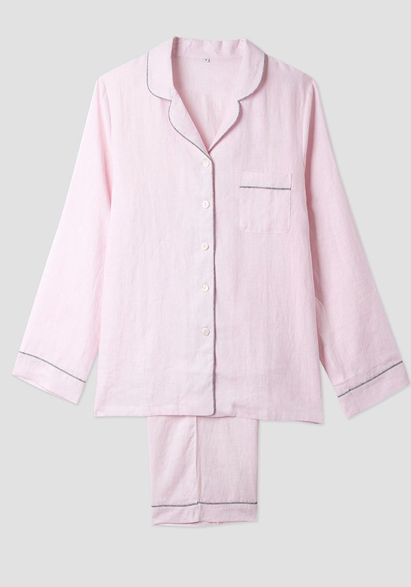 Blush Pink Linen PJ Trousers from Piglet In Bed
